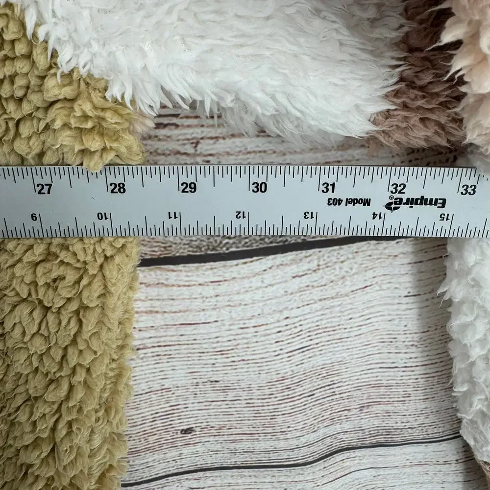 Free People Selma Cardi Colorblock Sherpa Cardigan Sweater Womens L‎ White Brown